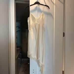 Zara Cream Lace-Trim Slip Dress